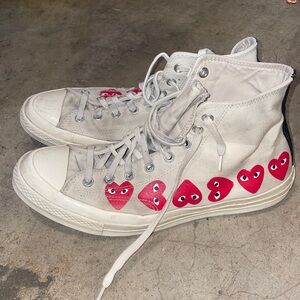 Converse Comme des Garçons men’s 11 hightop used Laceup red hearts ❤️